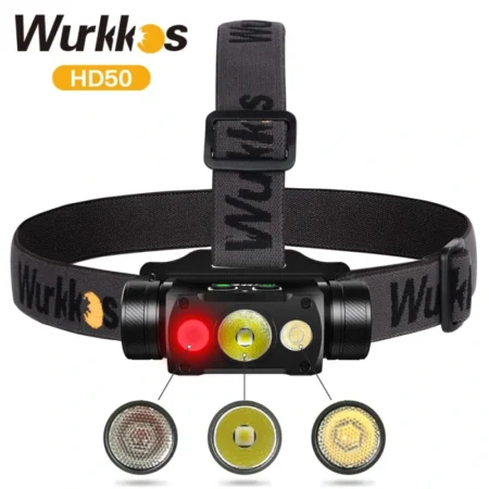Wurkkos HD50 Headlamp with Spotlight & Floodlight&red light, 4000LM/ 239M Powerful Flashlight Magnetic Tailcap USB C Rechargeable with dual swtich