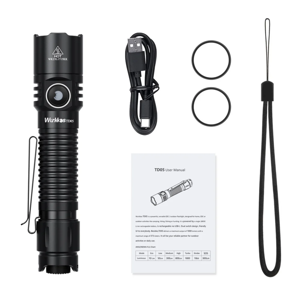 Wurkkos TD05 18650 Rechargeable Tactical Flashlight