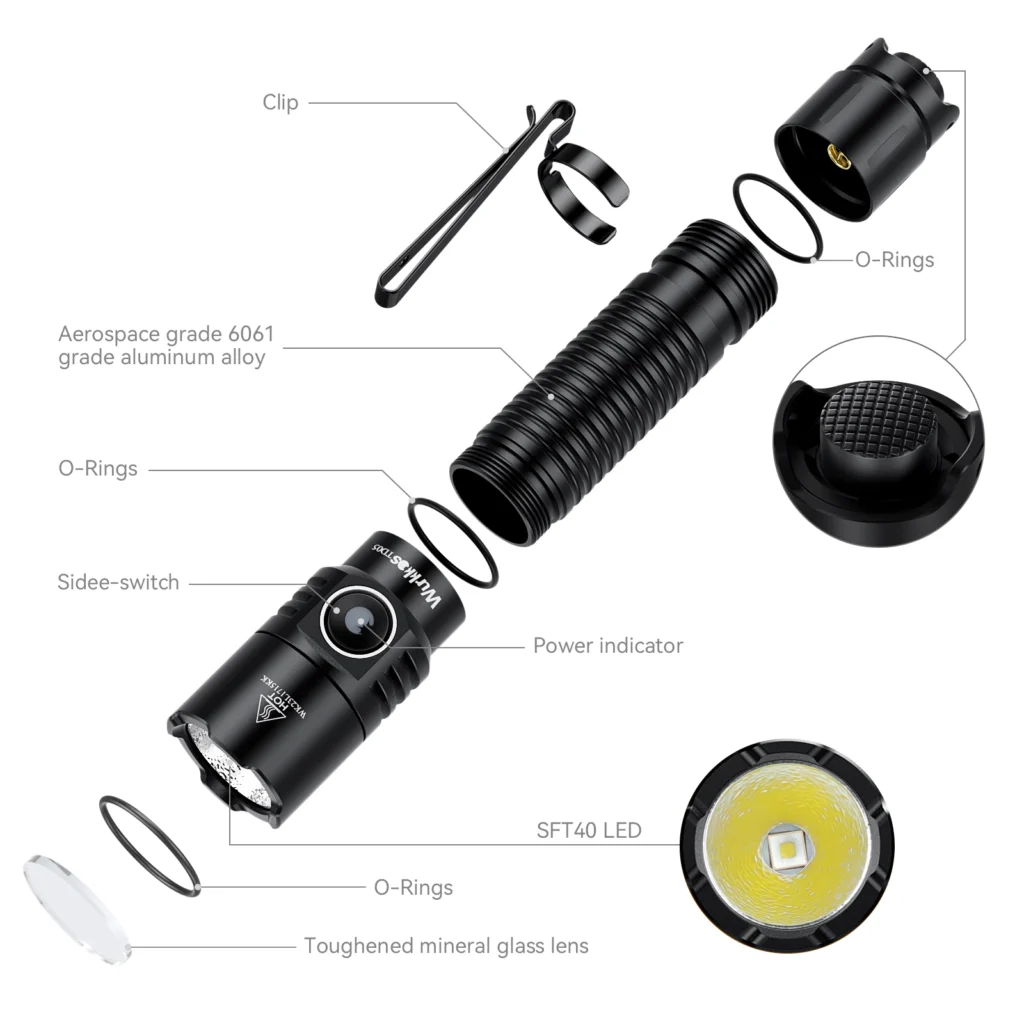 Wurkkos TD05 18650 Rechargeable Tactical Flashlight
